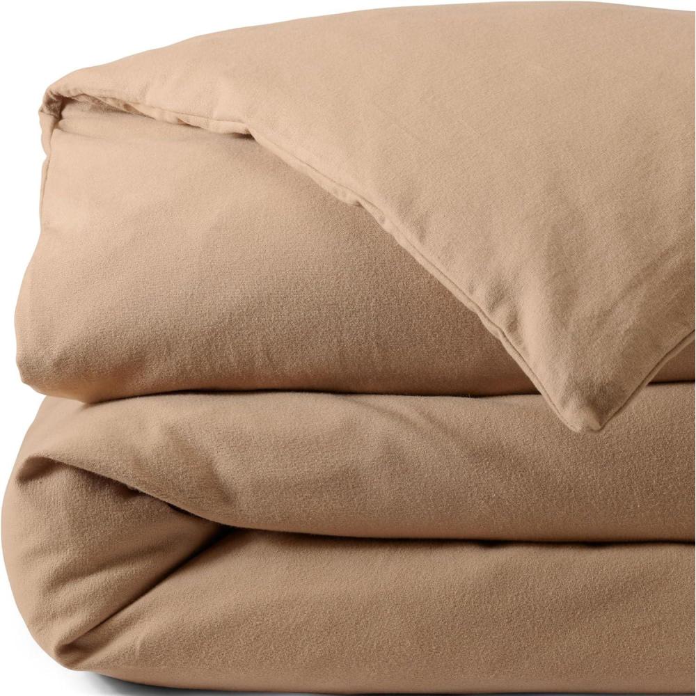 imageLands End 5oz Flannel Solid Duvet Bering Sea Blue TwinRich Camel