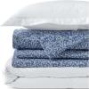 Lands’ End 400 Embroidered Duvet Cover Deep Sea Navy Dots Twin(White Dots)