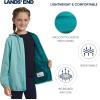 Lands’ End Unisex Kids Lightweight Mesh Lined Weather Resistant Packable Rain Jacket(Aqua)