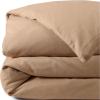 Lands’ End 5oz Flannel Solid Duvet Bering Sea Blue Twin(Rich Camel)