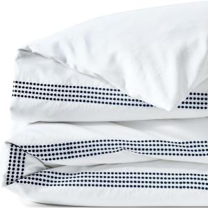 Lands’ End 400 Embroidered Duvet Cover Deep Sea Navy Dots Twin(Deep Sea Navy Dots)