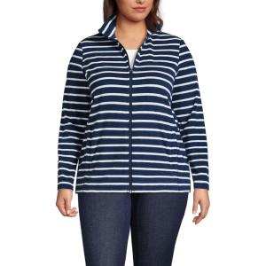 Lands’ End Anyweather Fleece Full Zip Jacket(Deep Sea Navy/Ivory Stripe)