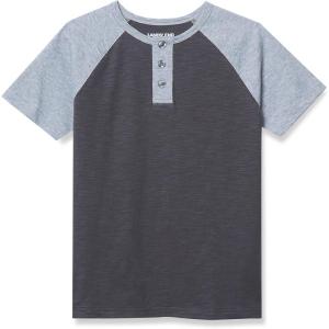 Lands’ End Boys Short Sleeve Henley T-Shirt(Iron/Gray Heather)