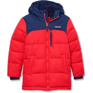 Lands’ End Boys Water Resistant Sherpa Lined Coat(Fiery Red/Medieval Blue)