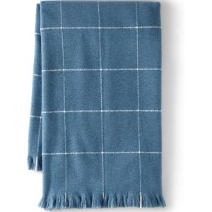 Lands’ End Heavyweight Cashtouch Throw Aegean Coast Windowpane 50″ x 60″(Aegean Coast Windowpane)