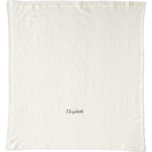 Lands’ End Scottish Lace Bear Baby Blanket Blue 39″ x 40″(Ivory)