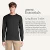 Lands’ End Essentials Men’s Long-Sleeve Soft Cotton T-Shirt – Relaxed Easy Fit(Black)