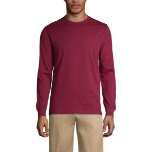 Lands’ End Essentials Men’s Long-Sleeve Soft Cotton T-Shirt – Relaxed Easy Fit(Burgundy)