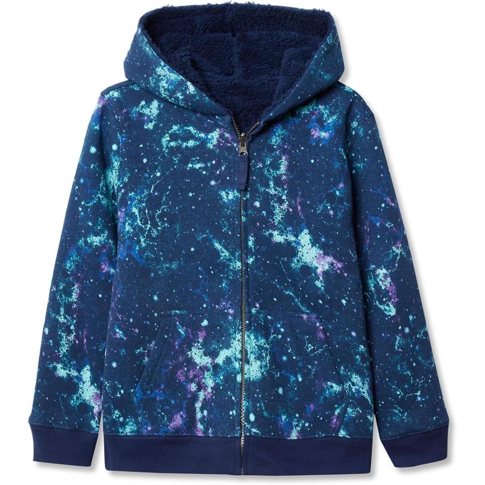 imageLands End Kids High Pile Lined Zip HoodieGalaxyNavy