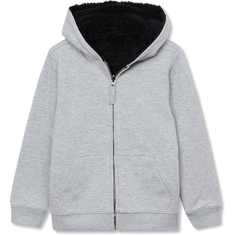 imageLands End Kids High Pile Lined Zip HoodieGray HeatherBlack