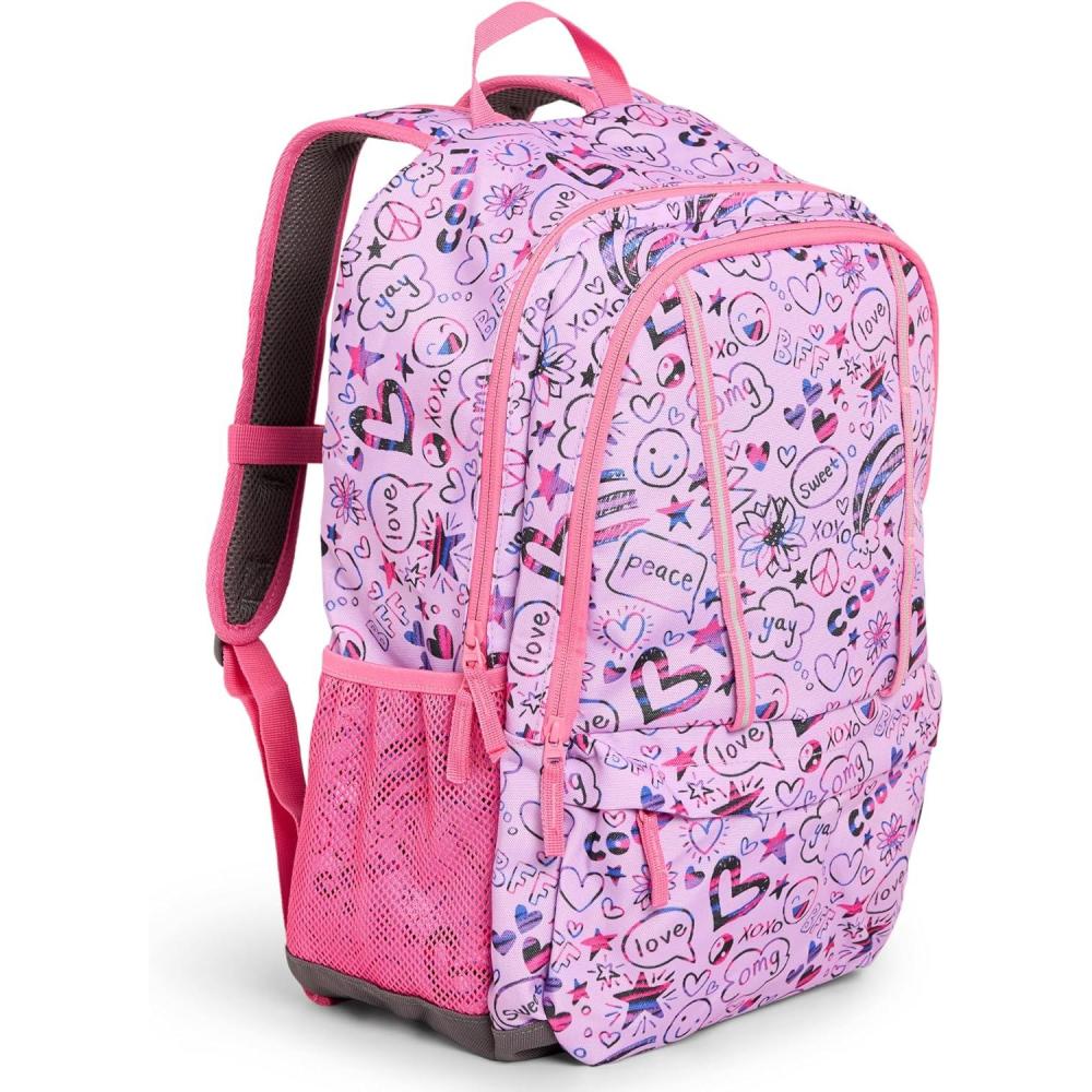 imageLands End Unisex Kids Large ClassMate Lightweight Durable Elementary School Backpack Dusty OliveFuchsia Pink