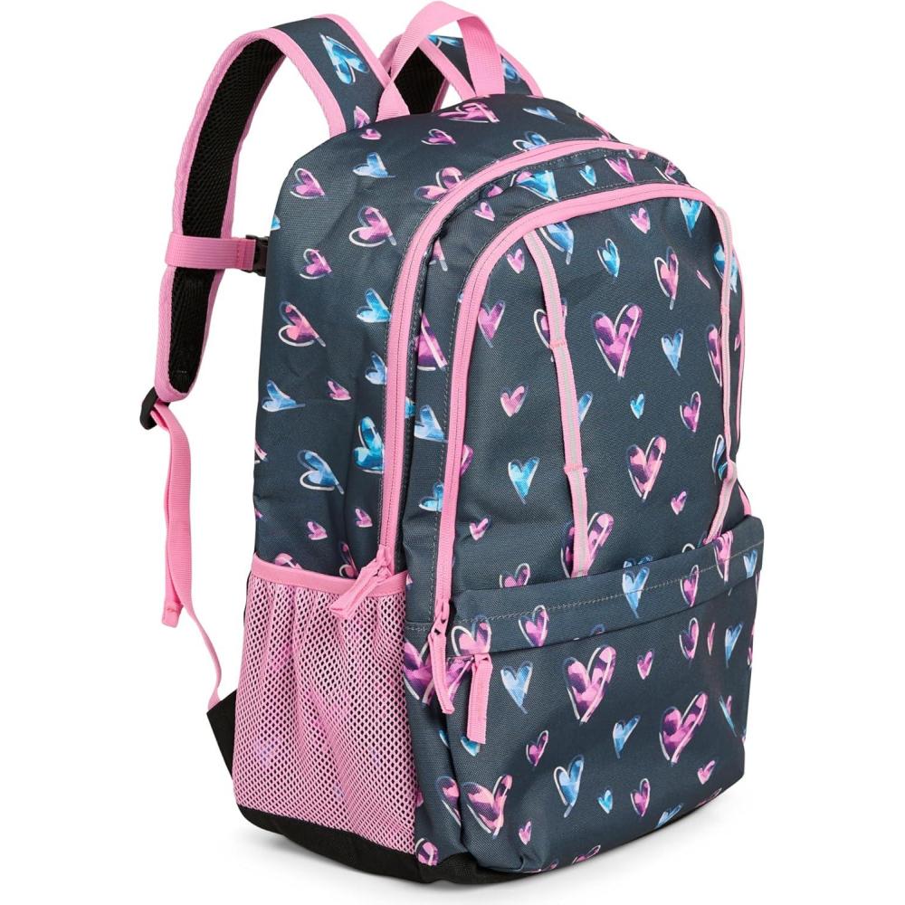 imageLands End Unisex Kids Large ClassMate Lightweight Durable Elementary School Backpack Dusty OliveHot Pink