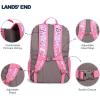 Lands’ End Unisex Kids Large ClassMate Lightweight Durable Elementary School Backpack, Dusty Olive(Fuchsia Pink)