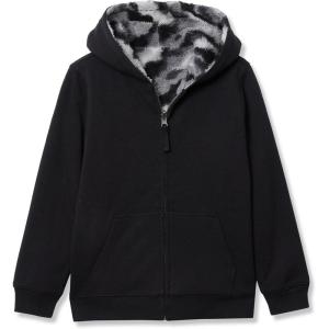 Lands’ End Kids High Pile Lined Zip Hoodie(Diagonal Camo/Black)