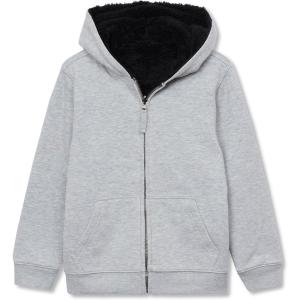 Lands’ End Kids High Pile Lined Zip Hoodie(Gray Heather/Black)
