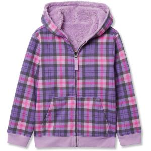 Lands’ End Kids High Pile Lined Zip Hoodie(Purple/Amethyst Plaid)