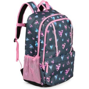 Lands’ End Unisex Kids Large ClassMate Lightweight Durable Elementary School Backpack, Dusty Olive(Hot Pink)