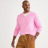 Lands’ End Men’s Fine Gauge Cotton V Neck Sweater(Fresh Carnation Heather)