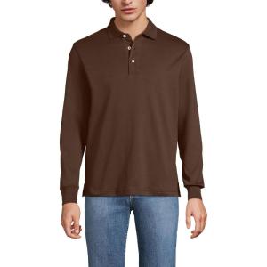 Lands’ End Men’s Long Sleeve American-Grown Supima Cotton Polo Shirt(Dark Walnut Brown)