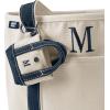 Lands’ End Pre-Monogrammed Letter Micro Canvas Tote(M – Natural/Navy)