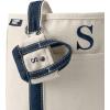 Lands’ End Pre-Monogrammed Letter Micro Canvas Tote(S – Natural/Navy)