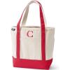 Lands’ End Pre-Monogrammed Letter Canvas Tote Bag(C – Natural/Red)