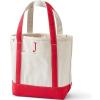 Lands’ End Pre-Monogrammed Letter Canvas Tote Bag(J – Natural/Red)