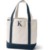 Lands’ End Pre-Monogrammed Letter Canvas Tote Bag(K – Natural/Navy)