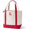Lands’ End Pre-Monogrammed Letter Canvas Tote Bag(K – Natural/Red)