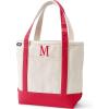 Lands’ End Pre-Monogrammed Letter Canvas Tote Bag(M – Natural/Red)