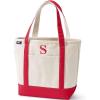 Lands’ End Pre-Monogrammed Letter Canvas Tote Bag(S – Natural/Red)