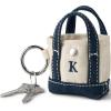 Lands’ End Pre-Monogrammed Letter Micro Canvas Tote(K – Natural/Navy)