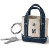Lands’ End Pre-Monogrammed Letter Micro Canvas Tote(M – Natural/Navy)
