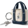 Lands’ End Pre-Monogrammed Letter Micro Canvas Tote(S – Natural/Navy)