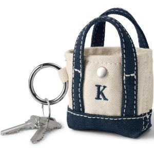 Lands’ End Pre-Monogrammed Letter Micro Canvas Tote(K – Natural/Navy)