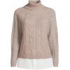 Lands’ End Women’s Cable Turtleneck with Mock Shirt Detail Sweater(Oatmeal Marl)
