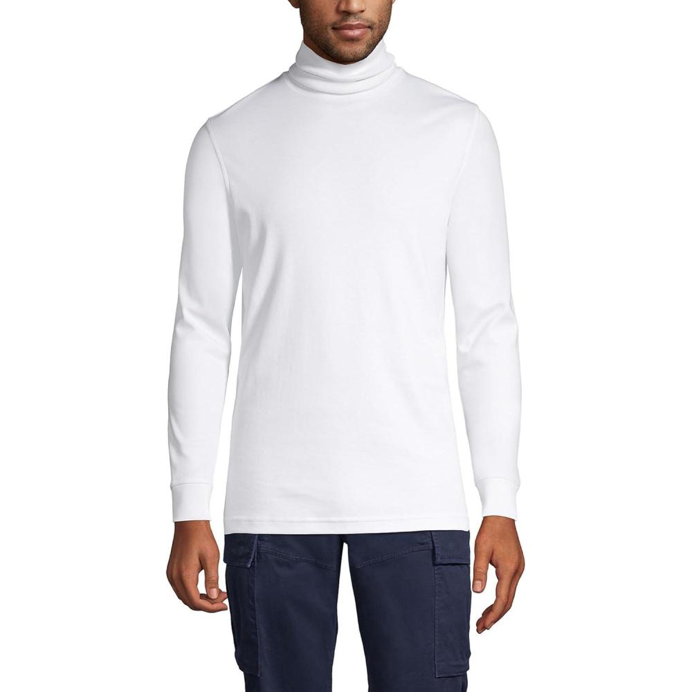 imageLands End Mens AmericanGrown Supima Cotton Turtleneck ShirtWhite