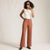 Lands’ End Women’s High Rise 5 Pocket Wide Leg Chino Pants(Rich Ginger Brown)