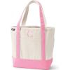 Lands’ End Pre-Monogrammed Letter Canvas Tote Bag(C – Natural/Fresh Pink)