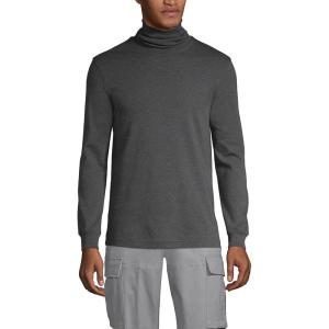 Lands’ End Men’s American-Grown Supima Cotton Turtleneck Shirt(Dark Charcoal Heather)