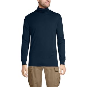 Lands’ End Men’s American-Grown Supima Cotton Turtleneck Shirt(Radiant Navy)