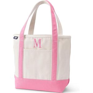 Lands’ End Pre-Monogrammed Letter Canvas Tote Bag(M – Natural/Fresh Pink)