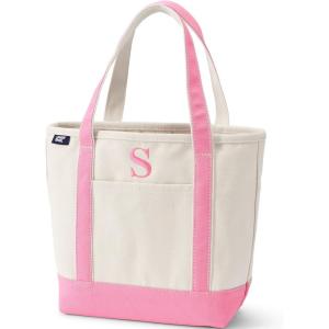 Lands’ End Pre-Monogrammed Letter Canvas Tote Bag(S – Natural/Fresh Pink)