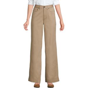 Lands’ End Women’s High Rise 5 Pocket Wide Leg Chino Pants(Desert Tan)