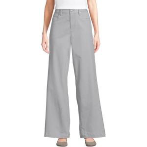 Lands’ End Women’s High Rise 5 Pocket Wide Leg Chino Pants(Pale Gray)
