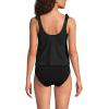 Lands’ End Women’s D-Cup Chlorine Resistant V-Neck Shoulder Tie Flutter Tankini Swimsuit Top(Black)