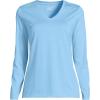 Lands’ End Women’s Relaxed American-Grown Supima Cotton Long Sleeve V-Neck T-Shirt(Bermuda Blue)