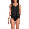 Lands’ End Women’s D-Cup Chlorine Resistant V-Neck Shoulder Tie Flutter Tankini Swimsuit Top(Black)