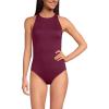 Lands’ End Women’s Tugless High Neck Portrait Back One Piece Swimsuit(Berry)