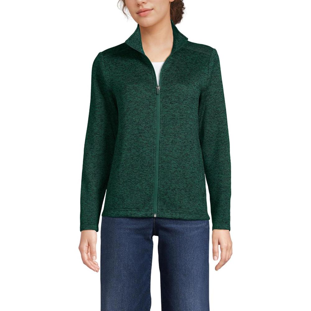 imageLands End Womens Sweater Fleece JacketEvergreen Heather